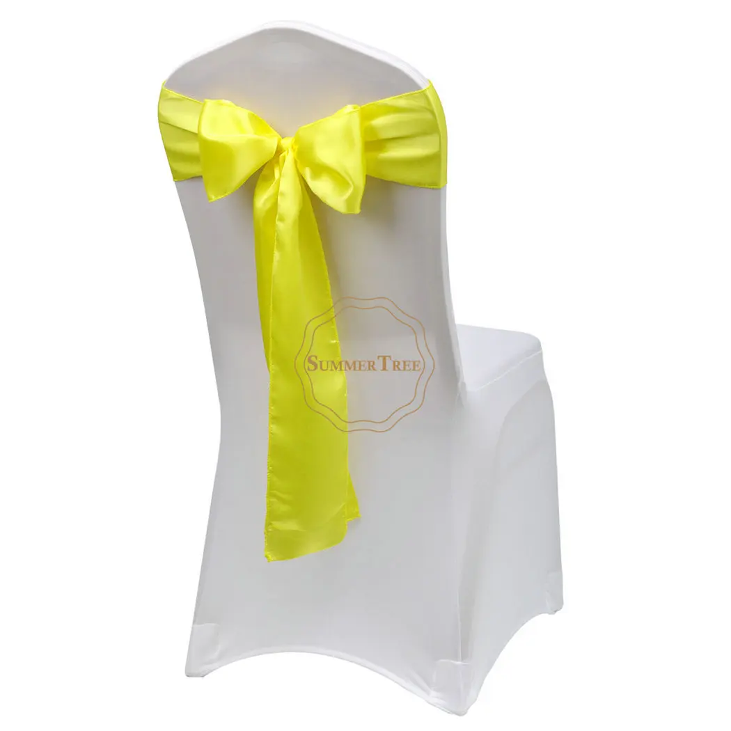 Lemon Yellow 6x108 дюймов атласная лента на стул галстук-бабочка для банкета стула для свадебной вечеринки покрытие Ремесло Украшение 15x275 см - Цвет: Lemon Yellow