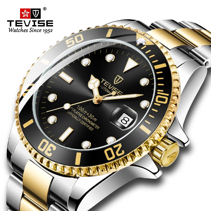 Мужские модные повседневные часы водонепроницаемые автоматические светящиеся