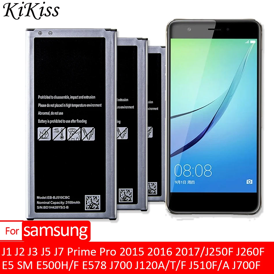 Аккумулятор для Samsung Galaxy J1 J2 J3 J5 J7 Prime Pro 2015 2016 2017/E5 SM E500H/F E578 J700 J120A/T/F J510F/A J700F J250F