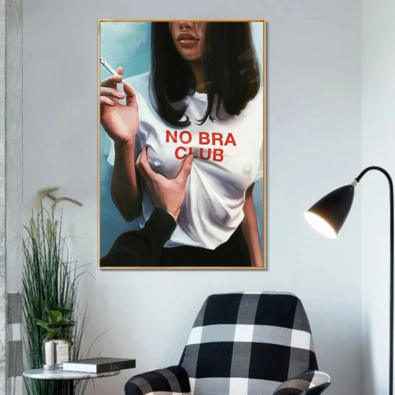 

Abstract No Bar Club Smoking Girl Canvas Paintings Posters and Prints Modern Wall Art Pictures for Living Room Decor Unframed
