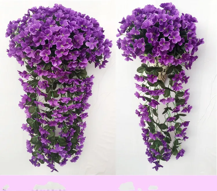

90cm Lifelike Violet Orchid Ivy Artificial Flower Hanging Plant Silk Garland Vine For Wedding Centerpieces Decorations Bouquet