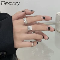 evimi 925 sterling silver wide rings for women new trendy elegant creative design irregular texture white zircon party jewelry