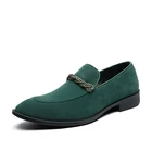 Мужские замшевые кожаные лоферы, зеленые туфли на плоской подошве для косплея, Модные осенние повседневные Мокасины, мужская обувь, свадебная обувь, размер 38-48