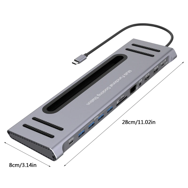 

Док-станция USB C для ноутбука, универсальная стандартная док-станция с тройным дисплеем, 4K PD SD/TF для телефона/ноутбука/проектора/HDTV