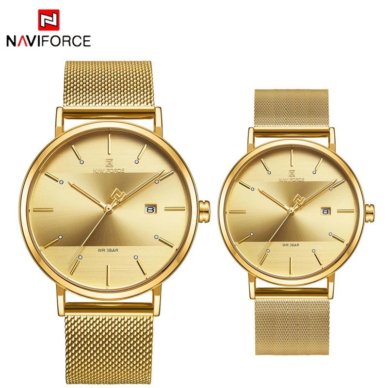 NAVIFORCE роскошные часы для пар простые кварцевые мужчин и женщин водонепроницаемые