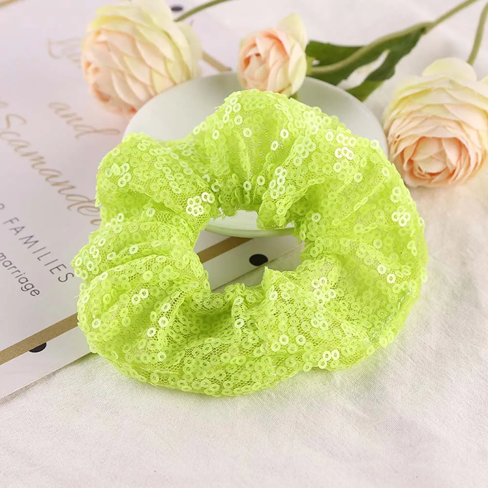 Женские резинки для волос с блестками розовые фиксации хвостиков аксессуары