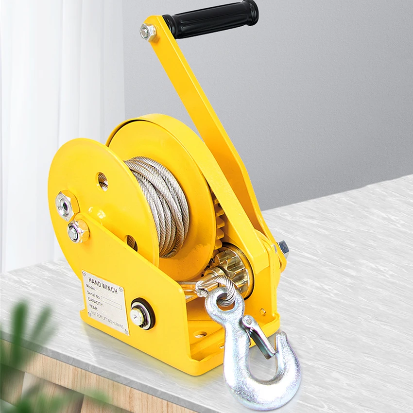 Reinforced Type 1800 lbs Two-way Self-locking Hand Winch Portable Winch Traction Lifting Crane Small Manual Winch 6m/min 0.5ton