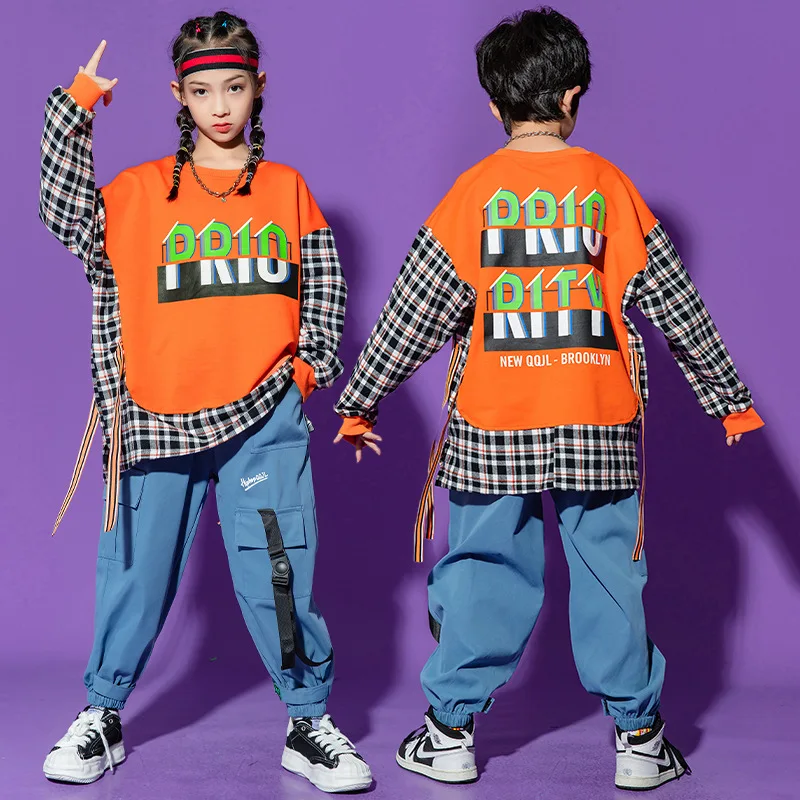 

Kids Stage Performance Clothing Dance Costumes Boys Girls Sets Children Streetwear Trend Hip Hop Loose Casual Sweatshirt Pant