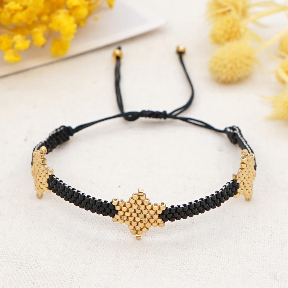 

Go2boho Miyuki Beads Bracelet For Women Gold Star Pattern Bracelets for Girlfriend Handmade loom Woven Jewelry Pulseras Mujer