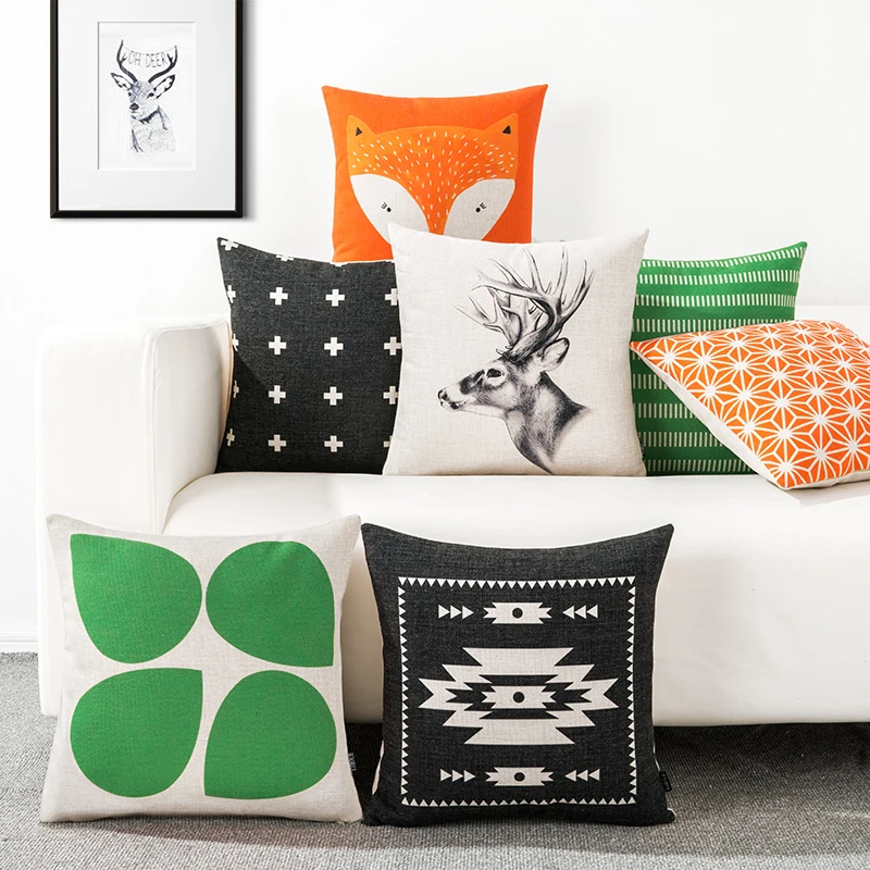 Домашние декоративные подушки наволочка для с геометрическим рисунком оленя