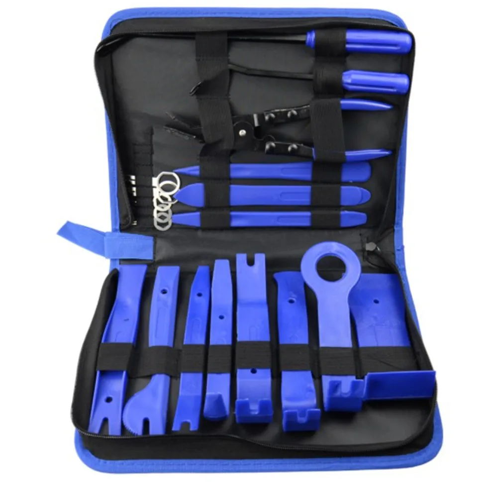 

19pcs Car Trim Removal Tool Kit Door Panel Fastener Auto Dashboard Plastic Tools Disassemble Roof Light Clamp Needle Removers