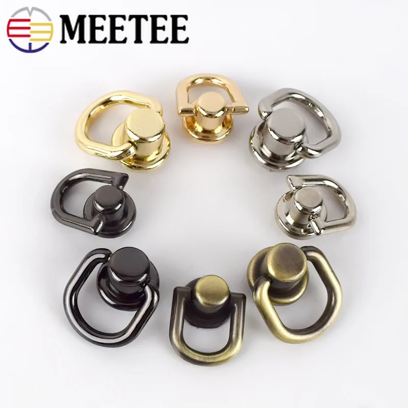Meetee 5pcs Metal Round D O Ring Stud Side Clip Bag Screw Nail Rivet Strap Connector Hang Buckle DIY Purse Leather Accessories | Дом и сад