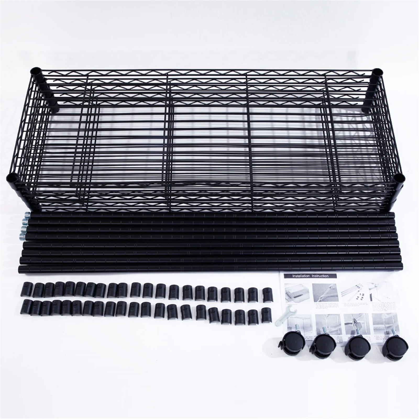 

BUYTOO 5-Layer Plastic Coated Iron Shelf with 1.5" Nylon Wheels 165*90*35 Black