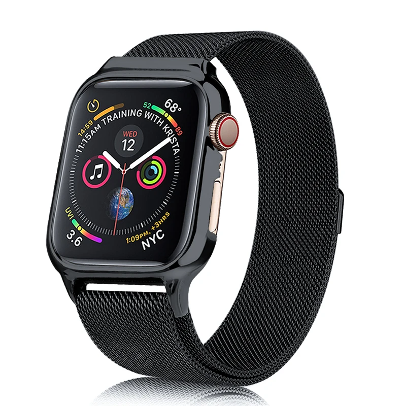 Миланский Браслет с петлей + чехол ремешок для Apple Watch 44 мм 40 iWatch4 5 из нержавеющей