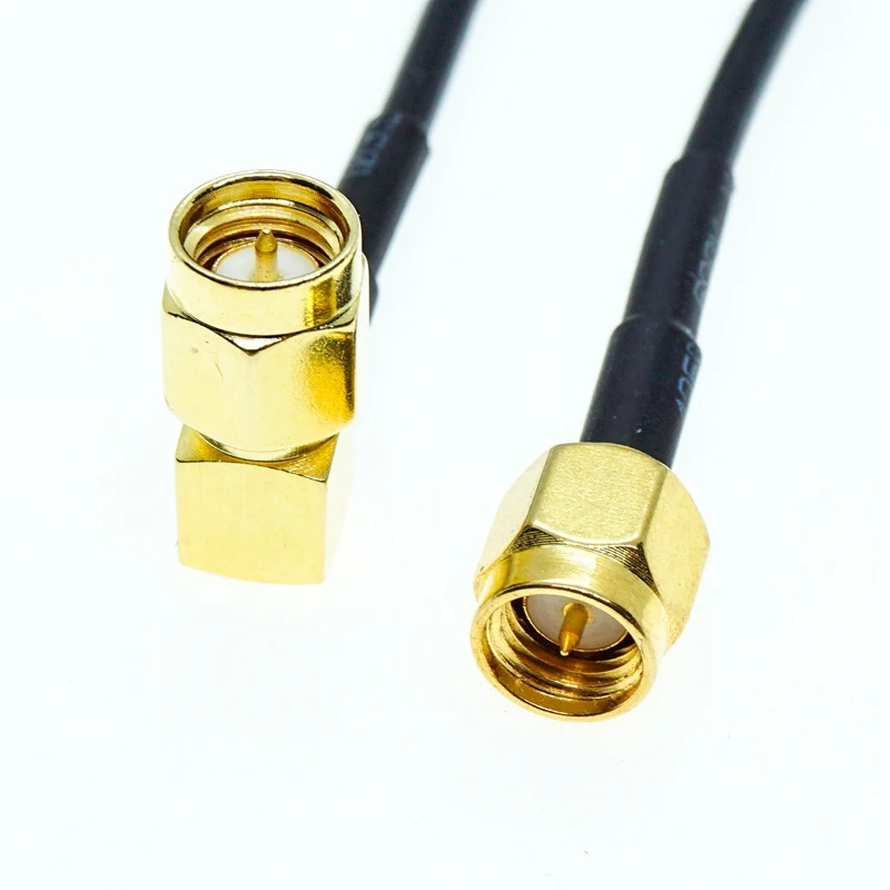 Штекер SMA к штекеру Прямоугольный коаксиальный разъем 90 градусов RF гибкий