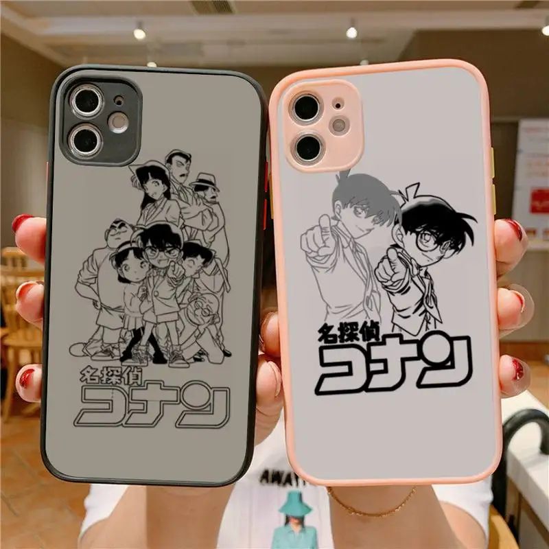 

Anime Detective Conan Phone Case for iPhone X XR XS 7 8 Plus 11 12 pro MAX Translucent Matte Shockproof shell