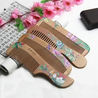1pcs natural peach solid wood comb engraved peach wood healthy massage anti static comb hair care tool beauty accessories