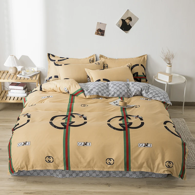 

OXYGEN Solid Bedding set 4pcs bed sheet set geometric Bed Linen Pastoral duvet cover set Twin Full Queen King size