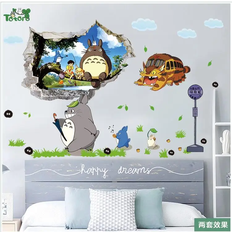 С рисунком из мультфильма Хаяо миядзяки Тоторо стены Стикеры Детские домашнее