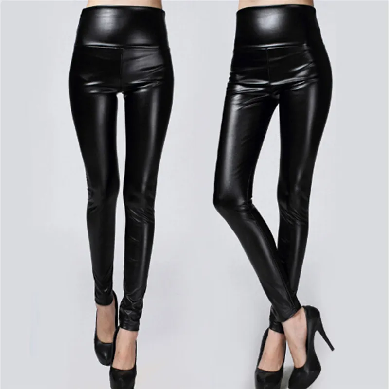 

Warm Thickened Leggings Skinny Pants Women's Leather Pants High Waist Trousers