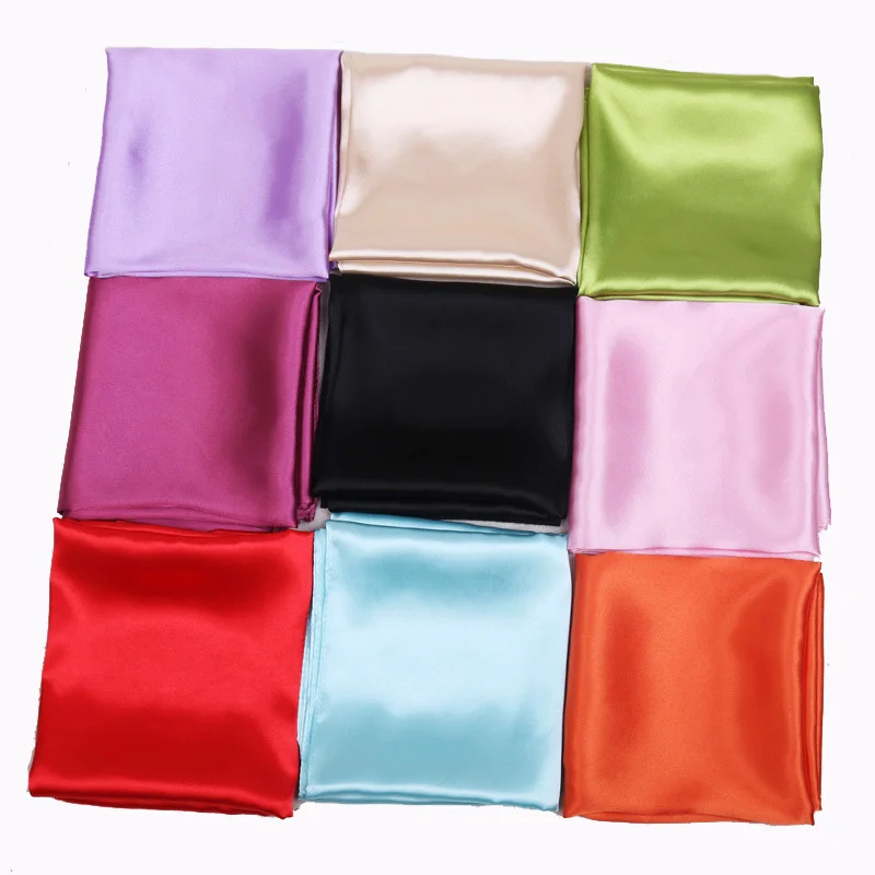 

60cm Candy Colors Women Silk Scarf Fashion Silk Shawl Head Covering Ladies Professional Small Squares New Design Silk Scaves