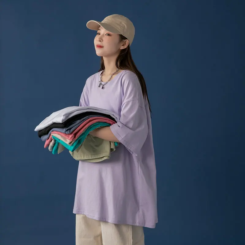 

Повседневная Женская футболка с коротким рукавом в Корейском стиле, облегающая хлопковая футболка для фитнеса, топ, женская одежда, лето-ос...