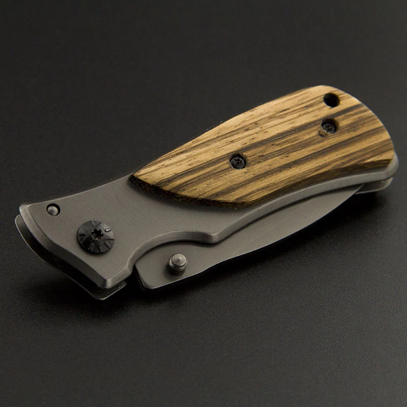 

5.87'' Folding Pocket Knife Survival Tactical Knife Wood Handle Camping Combat Hiking Hunting Knives Self-defense Outdoor Tools