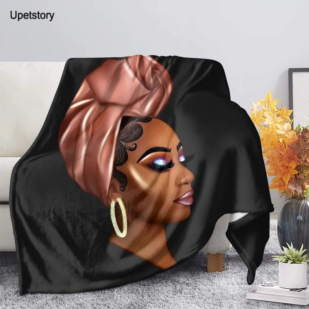 

Upetstory African Black Girls Printed Plush Throw Blanket Sherpa Fleece Bedspread Beds Office Sofa Blankets for Adults Kids