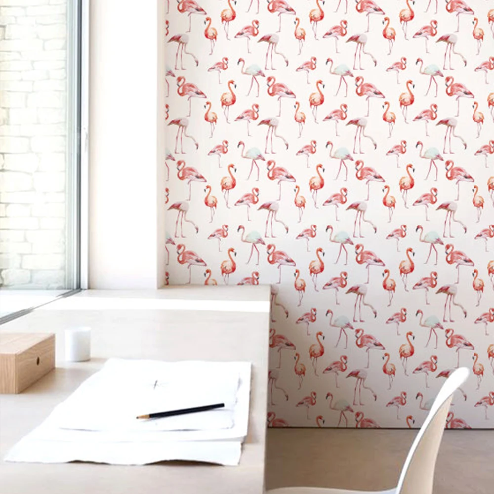 

Flamingo Modern Art Furniture Decal Wallpaper Living Room Adhesive Wall Paper Waterproof Wall Stickers for Cabinet Desk