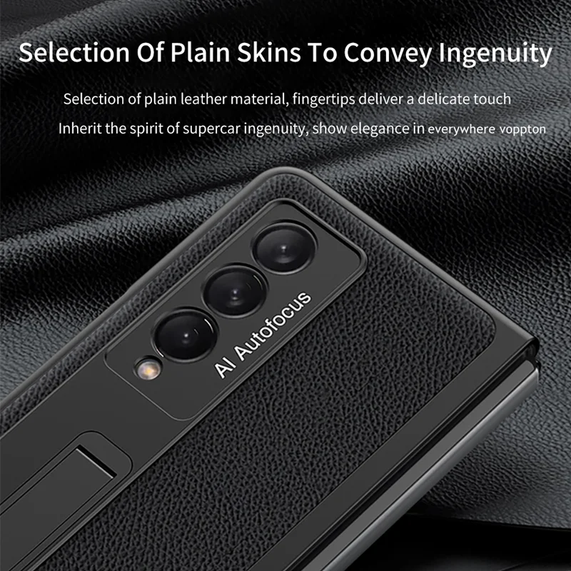 bracket leather pen slot case cover for samsung galaxy z fold 3 case hard full protection cover with magnetic kickstand no pen free global shipping