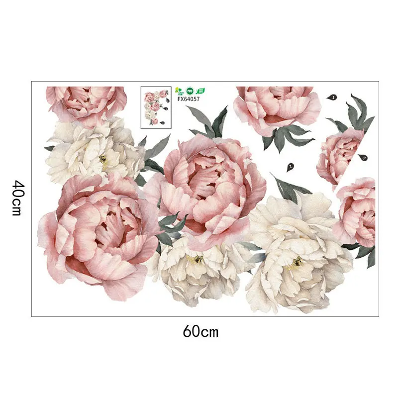 40*60 см ПВХ большие розовые фотонаклейки Романтические цветы домашний декор для