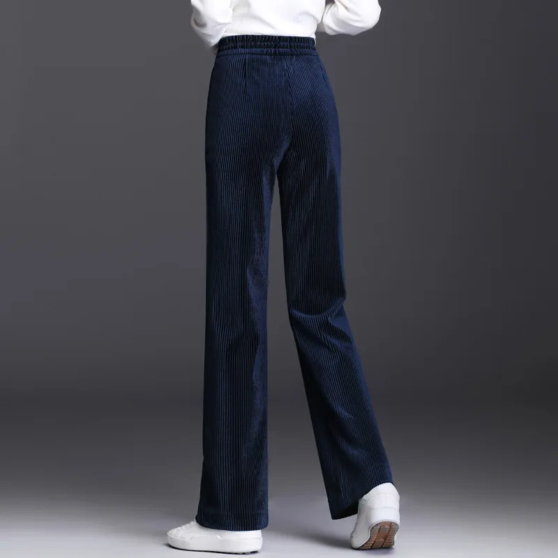 Женские свободные брюки с высокой талией повседневные утепленные бархатные и