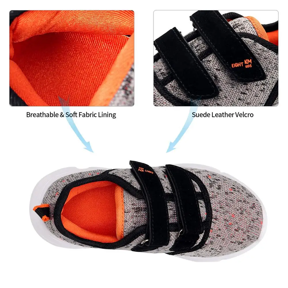 

EIGHT KM Boys and Girls Toddler/Little/Big Kid Lightweight Breathable Colorful Dotted Suede Velcro Sneakers School Casual Shoes