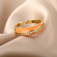 colorful enamel rings for women stainless steel gold color finger ring 2022 trend boho couple wedding jewelry anillos