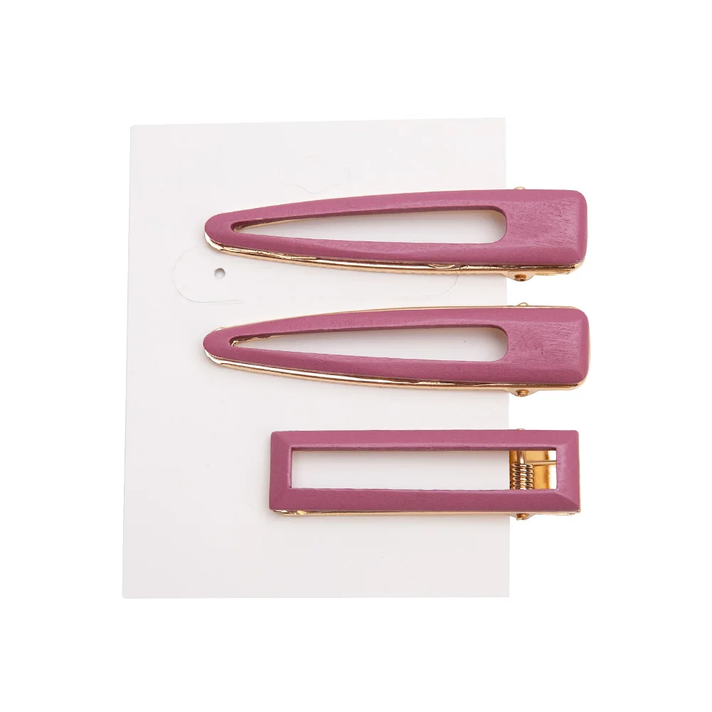 purple 3pcs 2/3 шт, трендовые яркие Твердые Полые геометрические заколки для волос для женщин, деревянные заколки для волос, ручная работа, заколка для волос, для девушек - Цвет: purple 3pcs