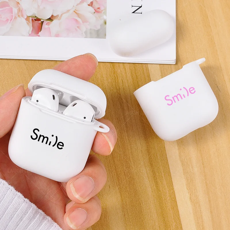 Чехол для зарядки наушников s для Apple Airpods 1 2 Bluetooth, беспроводной чехол для наушников, белый матовый чехол с буквами Air pods 2, чехол