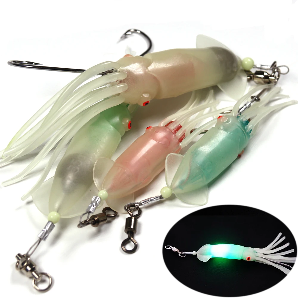 1 шт. электронный светодиодный мягкий кальмар приманка мигающий кальмарный джиг