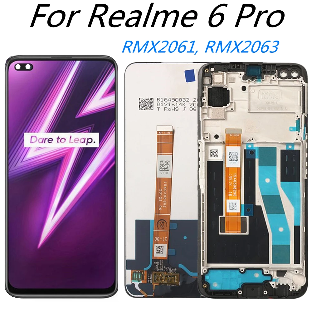 

ЖК-дисплей для Realme 6 Pro RMX2061 RMX2063, сенсорная панель, дигитайзер, экран, запасные части