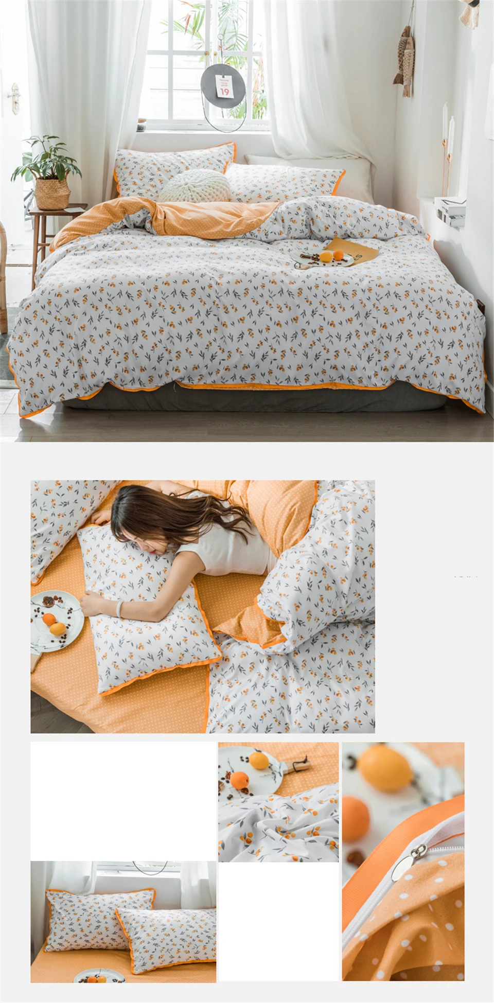 SlowDream Bedding Set Pastoral Style Flowers Bedspread Duvet Cover Set Flat Sheet For Adult Child Single Bed 1.0/1.2 Double