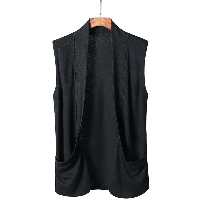 

Кардиган Мужской трикотажный без рукавов, однотонный, на весну