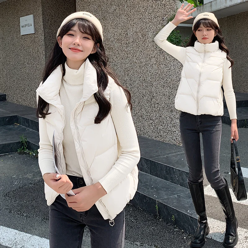 

Новинка 2021, зимняя пуховая куртка, Женский Повседневный пуховой жилет, модная безрукавка