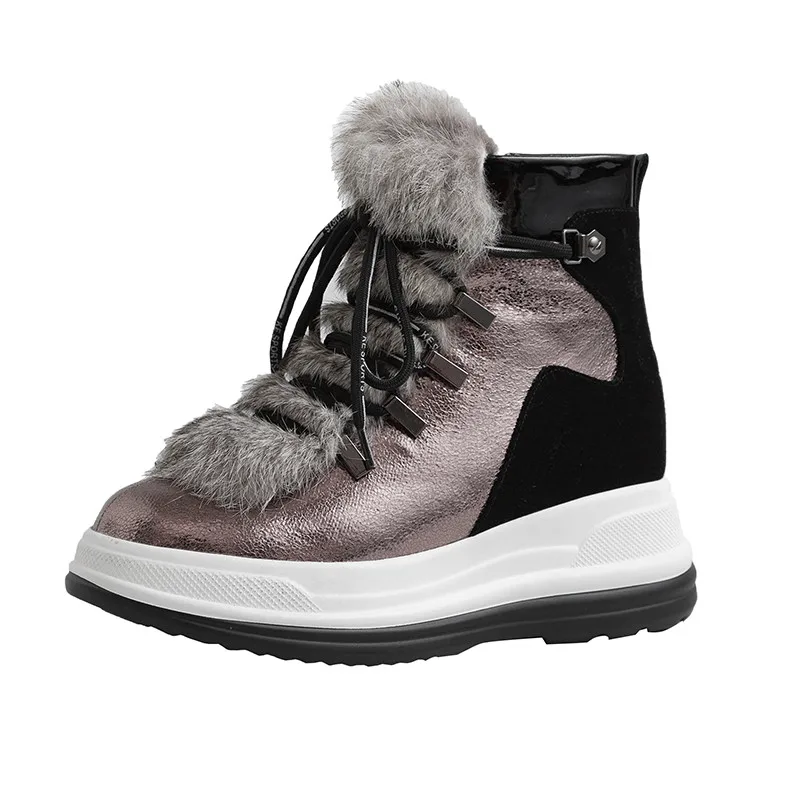 

Dilalula 2021 Brand Women Wool Ankle Boots Winter Warm Short Boots Genuine Leather Office Height Increasing Platform Boots