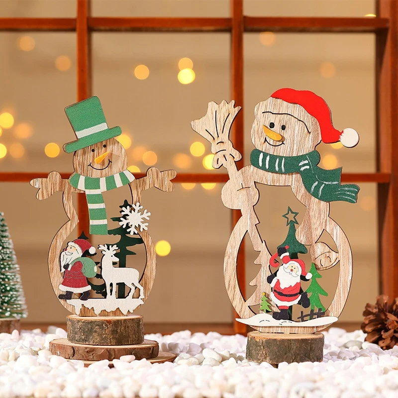 4 Pcs Mini Christmas Trees Wooden Assembled Table Top Decorations for Display Window DIY Home Decor | Дом и сад