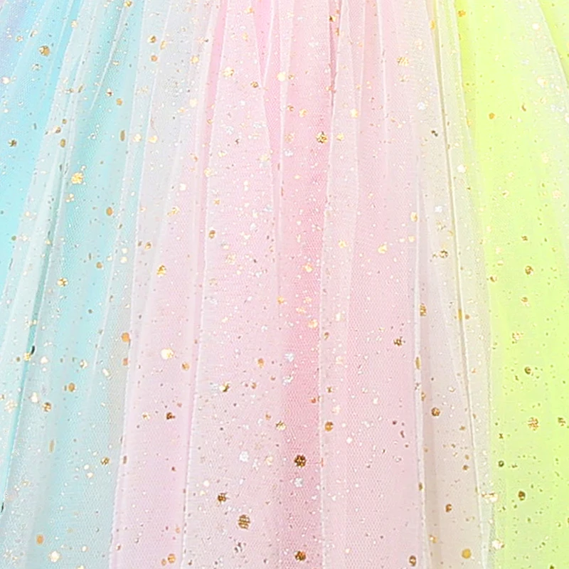Fancy Baby Girl Unicorn Party Dress Rainbow Tulle Kids Dresses for Girls Little Princess Children Halloween Carnival Costume | Детская