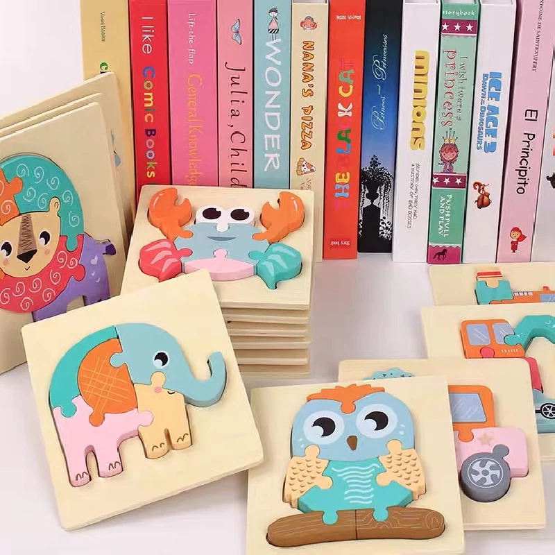 

3D Wooden Puzzles Cartoon Animals Kids Cognitive Jigsaw Puzzle Wooden Toys for Children Baby Puzzle Toy Games Educational Gift