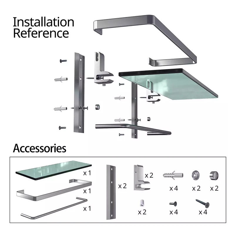 Настенная стеклянная полка для ванной комнаты с держателем полотенец - купить по