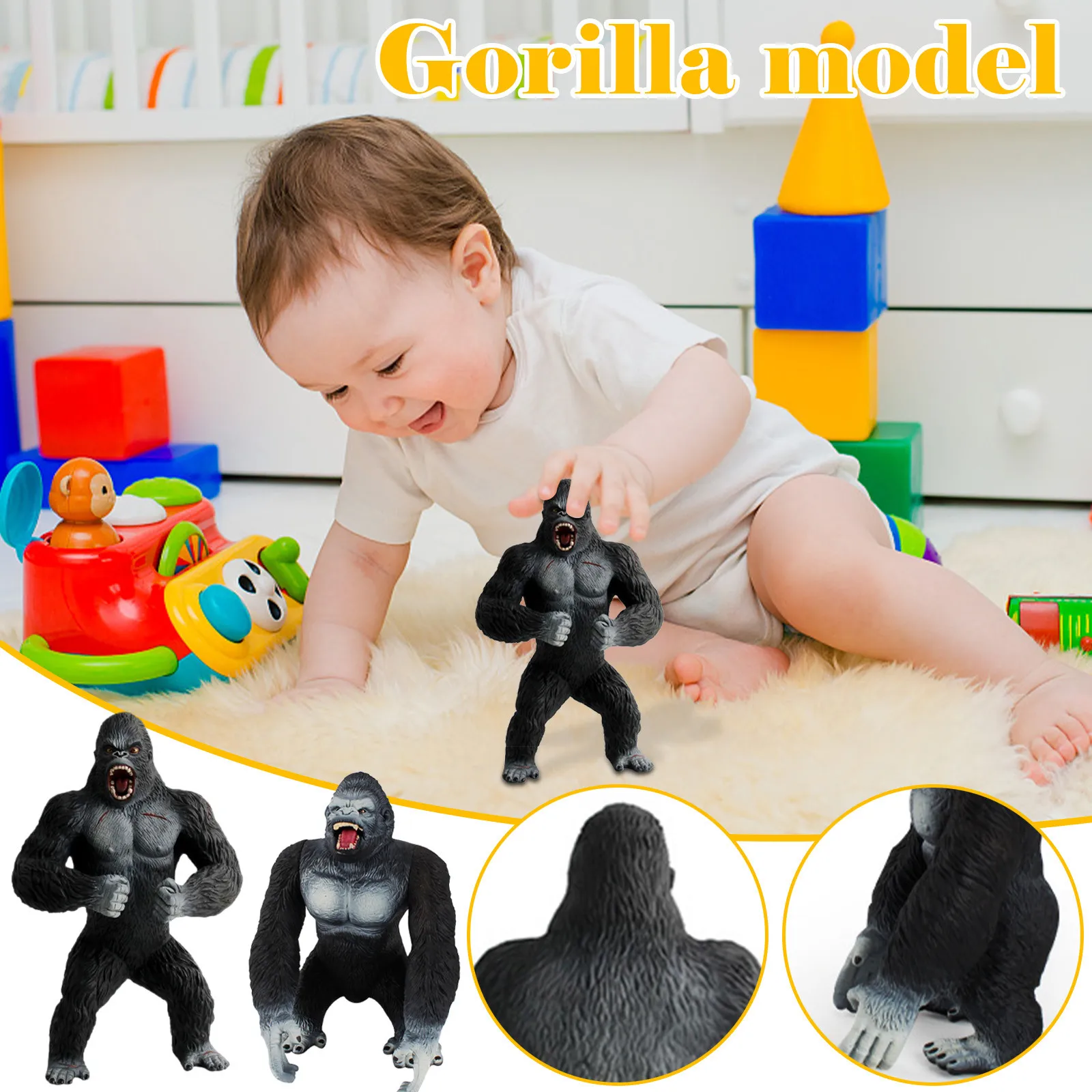 

Игрушки-животные Chimpanzee, модель, украшение для дома, праздничные подарки, фигурки, украшение для дома, Дошкольный образовательный домашний д...