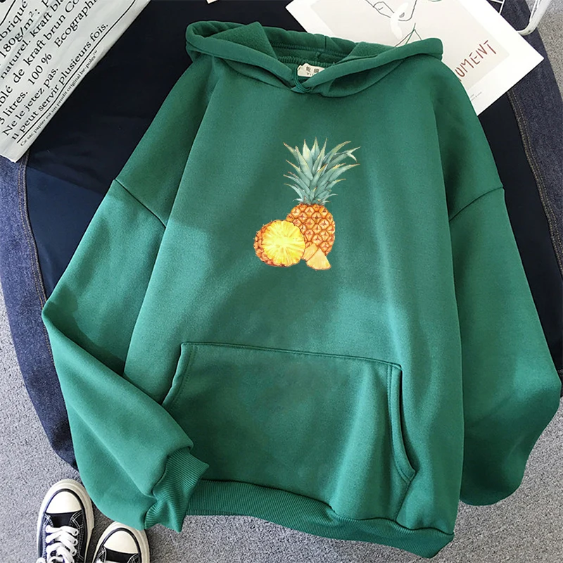 

Winter Autumn Streetwear Sweatshirt Womens Sudadera Pineapple Women Hoodie Long Sleeve Creative Pineapple Fruit Print