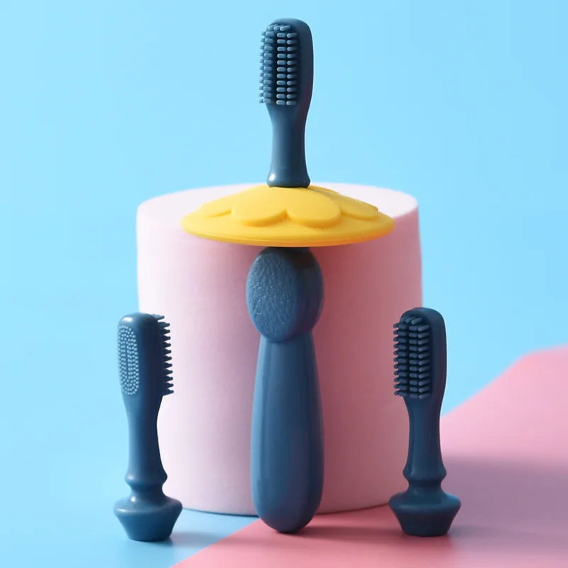 Cepillo de dientes de entrenamiento de silicona suave para beb&eacute;, herramienta de cuidado bucal, cuidado Dental, 3 unids/set por juego-1