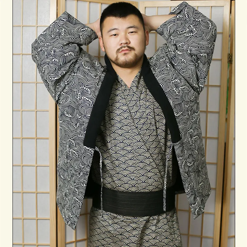 

Men's Japan Traditional Summer Yukata Japanese Style Dressing Kimono Male's Home Wear Bathrobe Cosplay Short Clothing